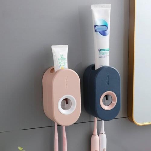 Vacclo Bathroom Accessories Tooth Brush Holder Automatic Toothpaste Dispenser Holder Toothbrush Wall Mount Rack Bathroom Tools