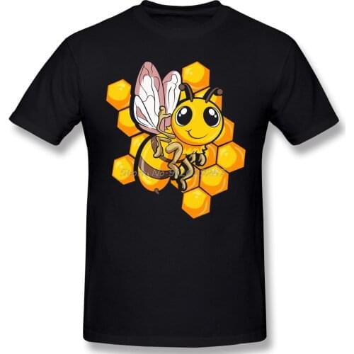 Cute Bee Design Shirt Men Cotton Short Summer Sleeve TShirt Cute Wholesome Bee Funny Humor Animal Casual Loose T-Shirt