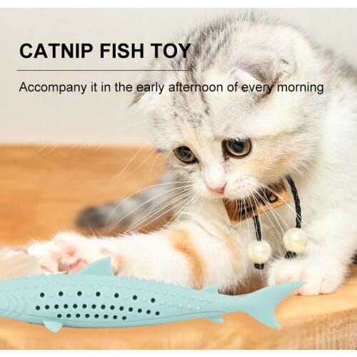 Cat Catnip Toy Chew Toothbrush Soft Silicone Mint Fish Pet Toy Clean Teeth Cats Chew Toys Pet Supplies