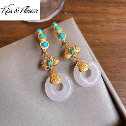 Women's Gold Earrings KISS&FLOWER China