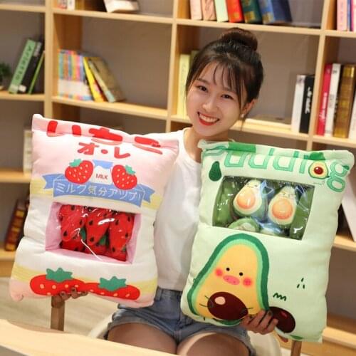 Creative Snack Bag Pillow Plush Toy Hamster Penguin Fruit Printing Stuffed Toys Children Girl Room Decor Baby Birthday Xmas Gift