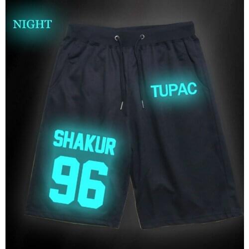 Cool Casual Sports Short Pants Tupac Luminous Womens Mens Sweatpants Jogging Short Pants
