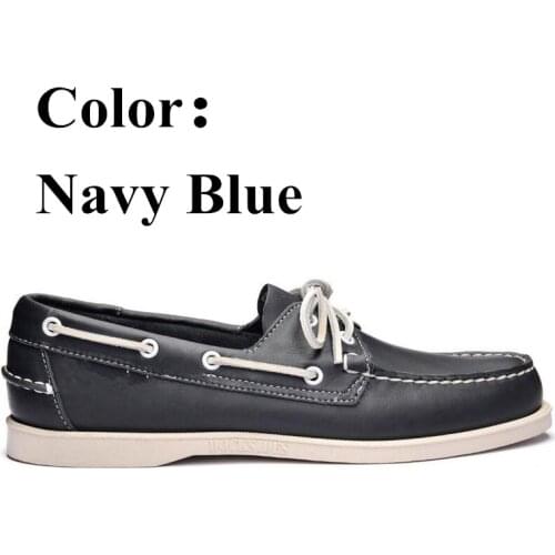 Mens Designer Shoes Men Genuine Leather Docksides Classic Navy Blue Boat Shoes For Homme Femme X146
