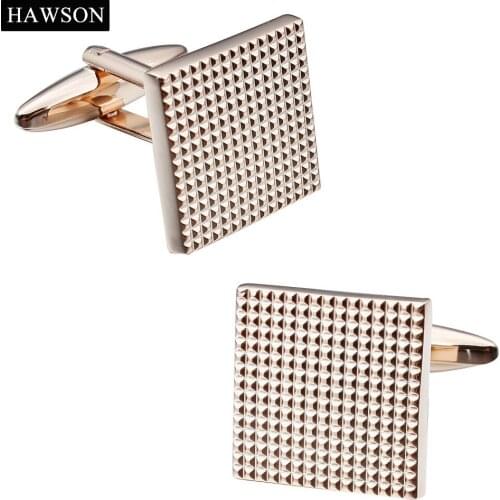 HAWSON Classic Mens Jewelry Cufflinks Unique Wedding French Shirt Accessories Cuff Links Gift Rose Gold Cuff Buttons for Men
