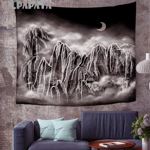 Abstractmountain wall hanging Hippie Tapestries Psychedelic artical moon Wall carpet black Abstract art gobelin Home Decor new