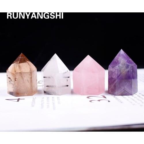 Natural Crystal Rose quartz Six prism Crystal column Amethyst Gem Hexagonal Prism for Handcraft Reiki Single point Terminated