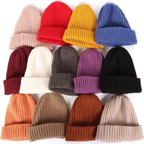 2021New Womens Beanie Hat warm Autumn Women Wool Knit Beanie Hat Cuff Beanie Watch Cap for Girls Spring Skull Hats for Female