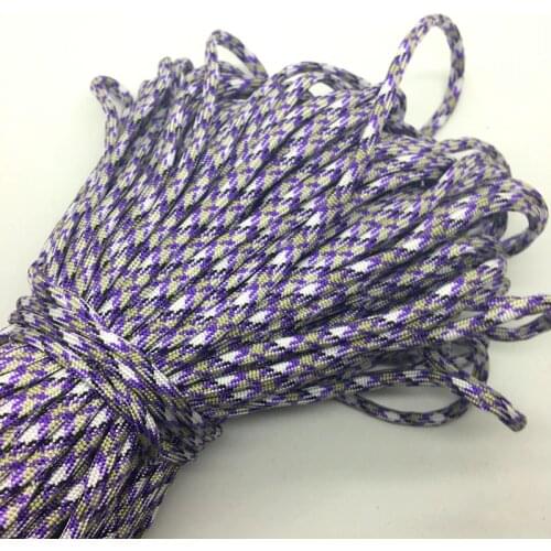 10yards/Lot Mix color Paracord Bracelets Rope 7 Strand Parachute Cord CAMPING HiKING Purple+Khaki+White