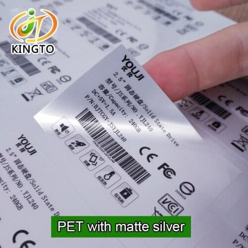 Custom metal texture matte silver PET adhesive label sticker