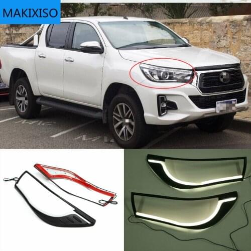 LED DRL Daytime Running Light Headlight Lamp Trim Cover Fit For Toyota Hilux Revo 2015 2016 2017 2018