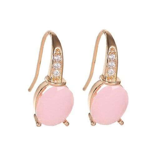 Trend fashion minimalism geometric pink oval womens earrings korean style drop pendant rose gold jewelry for women aesthetic