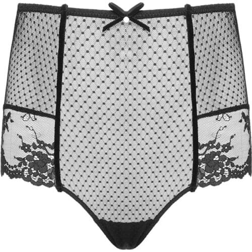 6XL Plus Size Panties High Waist Sexy Panties Black Bandage Underwear Transparent Sheer Lace Underpants Lingerie Sexy Briefs