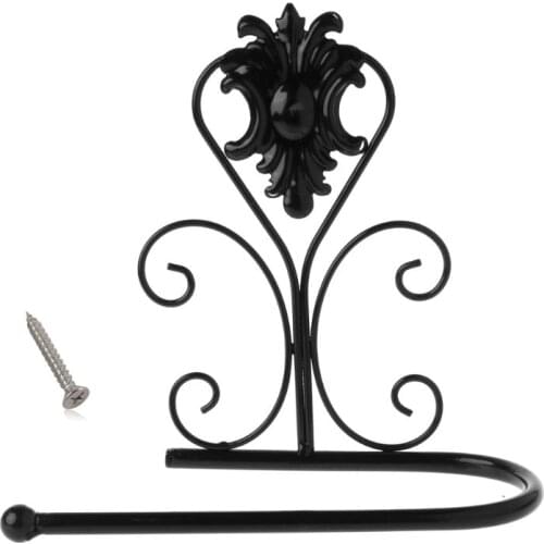 Vintage Iron Toilet Paper Towel Roll Holder Bathroom Wall Mount Rack Black New