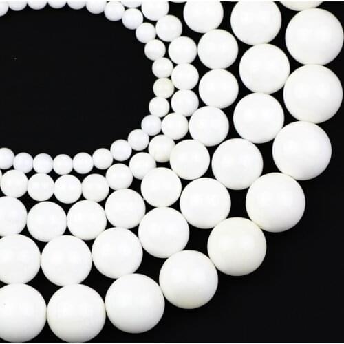 YHBZRET 4/6/8/10/12MM Natural Stone White Giant clam beads Round Loose Beads Jewelry Making Bracelet DIY accessories wholesale