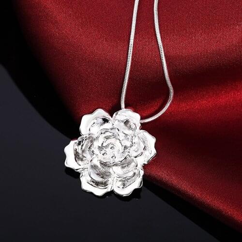 New charms beautiful flowers Pendant 925 Sterling Silver Necklace For Women Fashion Christmas gift Wedding party Jewelry