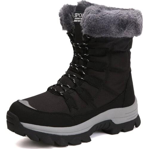 Winter Womens Snow Boots Warm Mid-calf Shoes for Cold Weather Outdoor Plush Shoes Anti-skid Thick Bottom Lady Winter Sneakers42