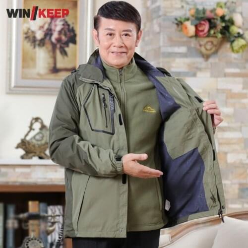Winter Mens Outdoor Sports Hiking Jacket Softshell Fleece Lining Two Piece Thick Warm Camping Coat Plus Size 8XL Hoodie Overcoat