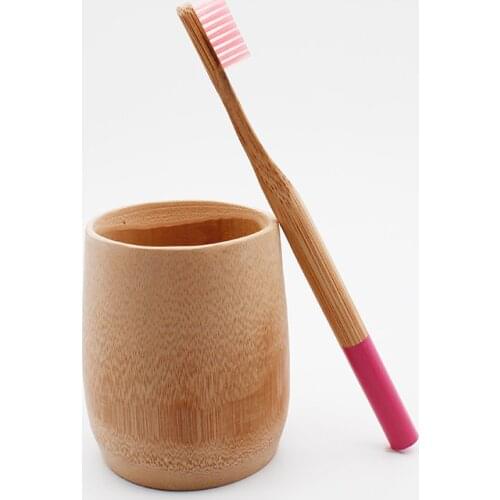Tandenborstel Wooden Low carbon Toothbrush Fashion Pink Head Round 1 pcs Bamboo Toothbrush Bamboo Handle nylon Pink Bristle