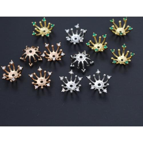 15mm Micro Pave CZ Cubic Zircon Flower Stamens Caps Beads Bases DIY Jewelry Accessories for European Charms Making Multi-color