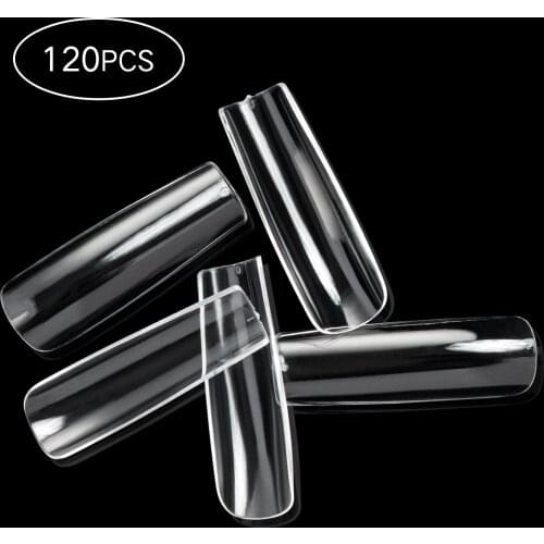 3.5-4.4cm "XXL" Lengthened False Tips Square 120pcs ABS Full Press On Nails Clear,Natural Fake Extension False Nails Tips #0-11