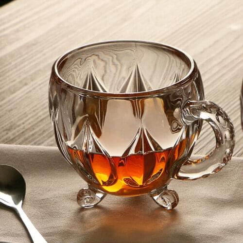 210ml Crystal Glass Tea Coffee Water Cup Transparent cup Home Milk flower tea Juice Glasses Cups Mug with Handle for Gifts