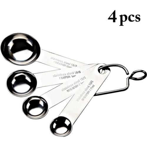 4 Pcs/Set Stainless Steel Measuring Spoons Multi Purpose Stackable Teaspoon Coffee Sugar Scoop Kitchen Gadgets Accessories
