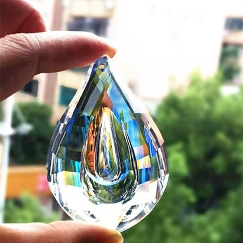 50pcs/lot 76x47mmmm Gorgeous K9 Crystal Chandelier Prisms (+Free rings) Ab Color Glass Suncatcher For Wedding Decoration