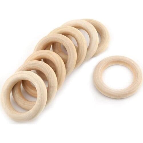 50 Pieces of DIY Natural Wood Rings 2.2 Inches (55mm) Log Color Wood Ring, Wooden Ring, Handbag Ring Fastener