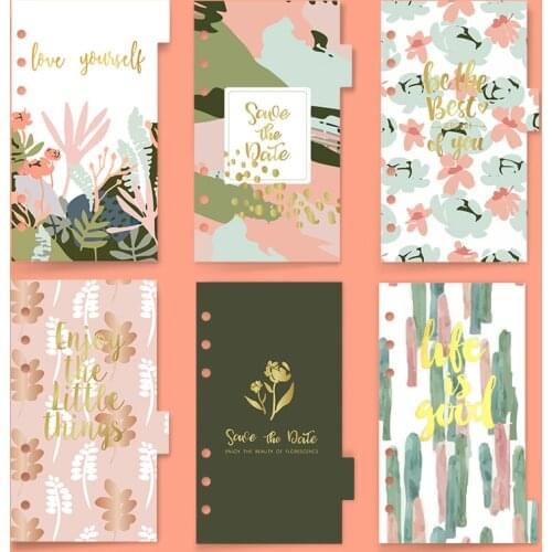 Never Leopard Grain A6 Planner Index Pages Notebook Dividers for Filofax Dokibook Spiral Notebooks Refill Filler Inner Core 6pcs