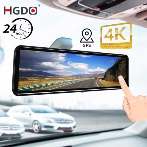 HGDO 12'' 4K 3840×2160P Car DVR Video Recorder Sony IMX415 Rear View Mirror Camera 1080P Rear Camera Dash Cam GPS 24H Monitor