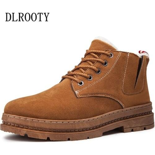 Winter Men Snow Boots Ankle Warm Short Plush Male Casual Shoes Man Flat Fashion Platform Round Toe Waterproof Comfortable