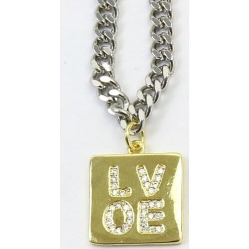 10 Pcs Love Pendant necklace Square pendant necklace jewelry chain necklace Handmade Necklace design 7403