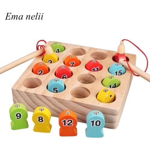 Wooden Digital Magnetic Fishing Toy Baby Learning Educational Toys for Children Puzzle Interactive Game Birthday/ Christmas Gift
