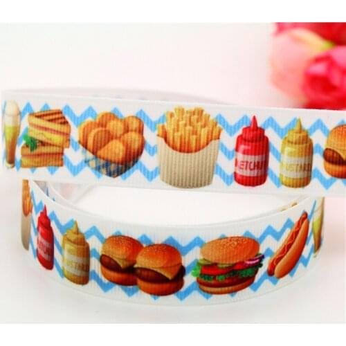 DHK 7/8'' Free shipping Hamburger chevron printed grosgrain ribbon headwear hair bow diy party decoration OEM 22mm B1452