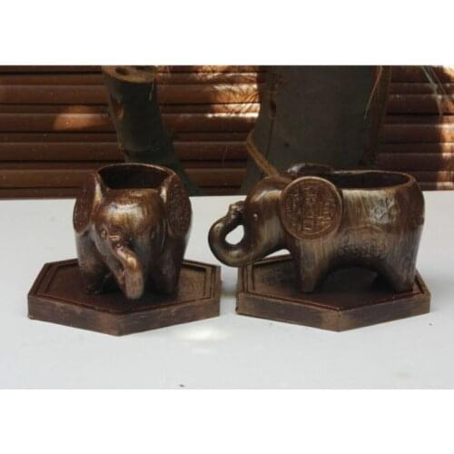 Dual Bronze Tumbled Elephant Sukulent And Cactus Flower Pot Set/Bitkisiz