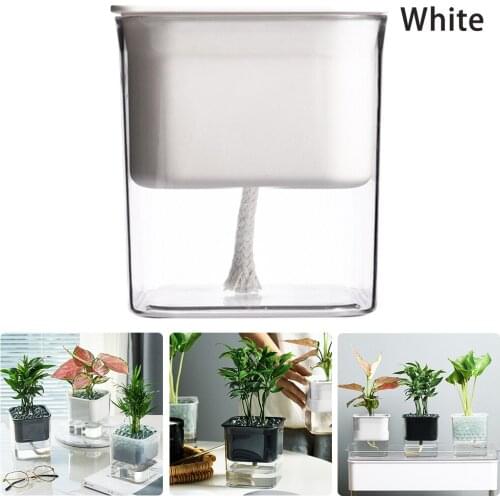 Handmade 2 Layer Self Watering Planter Clear Plastic Flower Pot With Water Container Home Garden Decor Garden Supplies