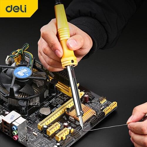 DELI 220V EU Adjustable Temperature Electric Soldering Iron Set Soldering Kit Welding Solder Iron Rework Station Repair Tool