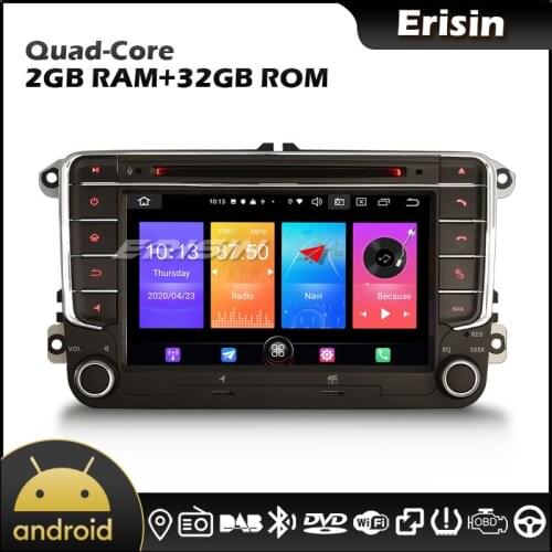 Erisin 2758 Android 10.0 Quad Core Carplay DAB DVB TPMS Autoradio for VW Golf Jetta Passat Polo Tiguan Touran Sharan