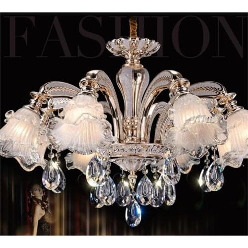 European retro crystal lamp Chandelier Jane European duplex floor chandelier bedroom dining room zinc alloy crystal chandelier