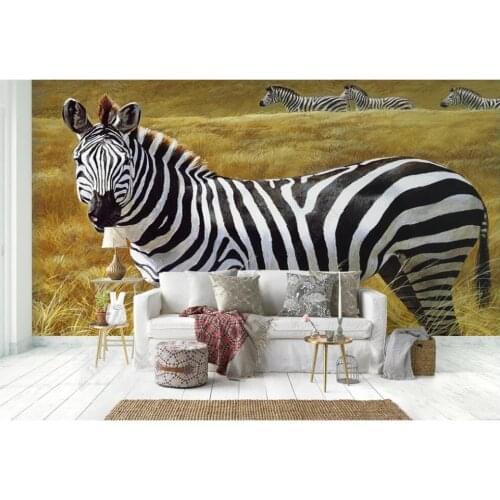 Wallpaper photo 3 d custom mural on the wall Hand drawn African savannah zebra living room decor Wallpaper for walls in rolls