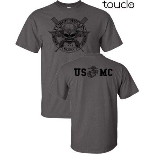 Summer T Shirt Cotton T Shirts Man Clothing Marine Corps Force Recon USMC Military Front & Back Print Mens Tee Shirt
