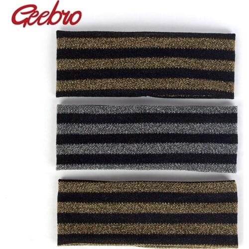 Geebro Summer Fashion Women Striped Hair Headband Mesh Net Breathable Head band For Girls Stretch Flat Headbands Hair Accessorie