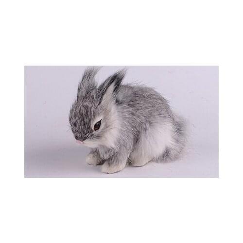 Simulation cute lying rabbit 13x7x10cm model polyethylene&furs rabbit model home decoration props ,model gift d456