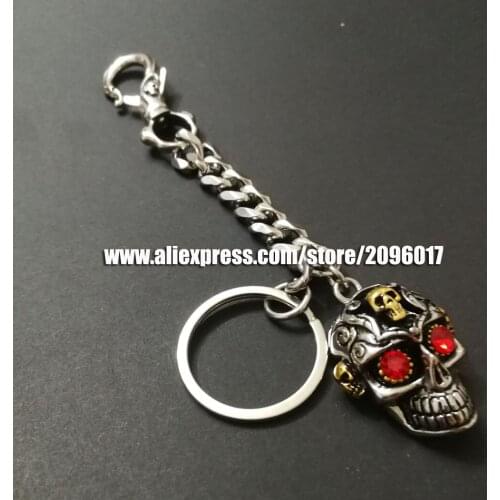 Stainless steel Motor key chain for the Motorcycle Biker key chain buckle Vest Clothing of Skull keychain waistchain hooker