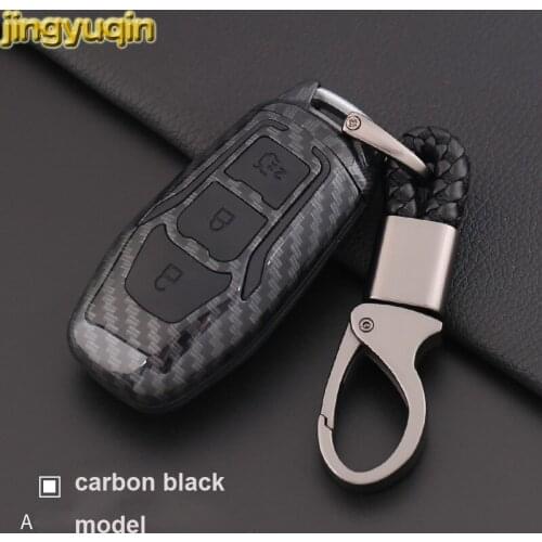 Jingyuqin Flip Remote Car Key Carbon Fiber Case For Ford F-150 Mondeo Galaxy S-Max Explorer Ranger 2015 2016 2017 2018 3B