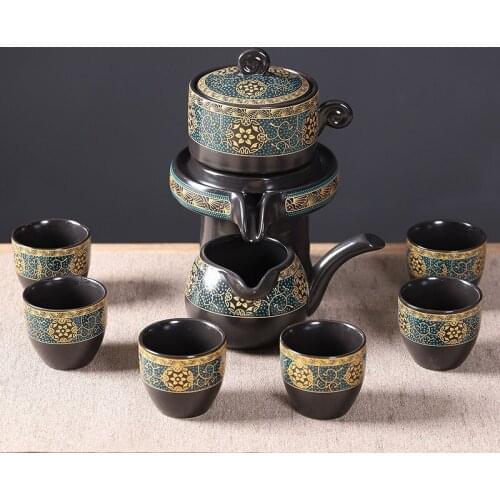 Chinese Enamel Fully Semi-Automatic Kung Fu Tea Set Set Time to Run Ceramic Gift Stone Mill Lazy Tea Set Teaware Set