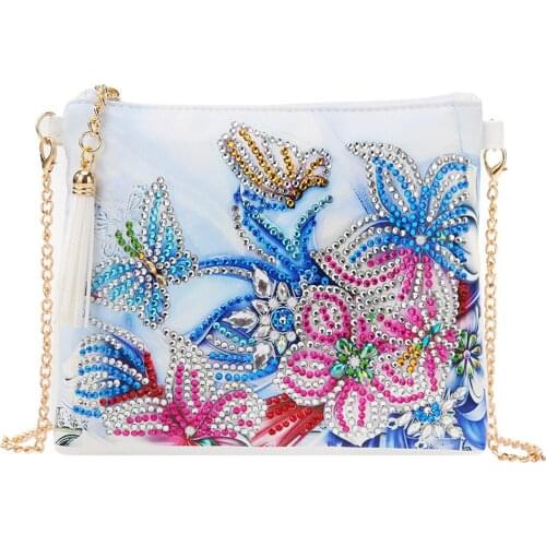 Special-shaped Drill Diamond Painting Art Butterfly Flower Leather Crossbody Chain Bags DIY Diamond Embroidery Shoulder Bags