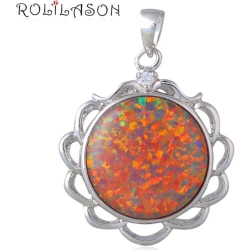 Venus Colorful Charm Necklaces jewellery Round Brown Fire Opal 925 Sterling Silver Pendants Australia OP599