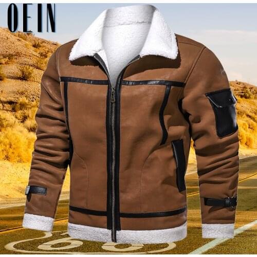 Eur/US Size Jackets Men Casual Faux Fur Leather Jacket Motorcycle PU Coats Winter Outerwear Mens Fur Collar Male Brand Clothing
