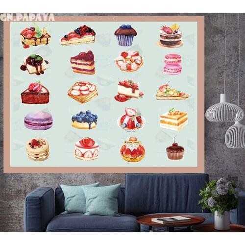 Sweet cupcake tea time Tapestry cute dessert kids room fashion macrame Vintage Retro Polyester mandalas Wall Hanging home decor